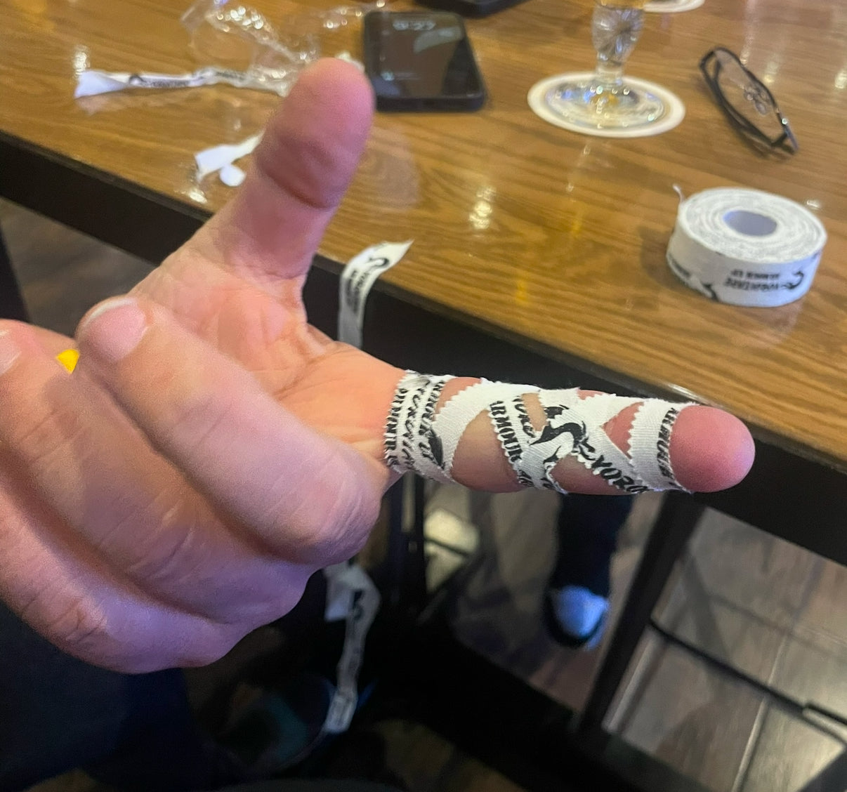 BJJ finger tape black pack of 6 rolls.