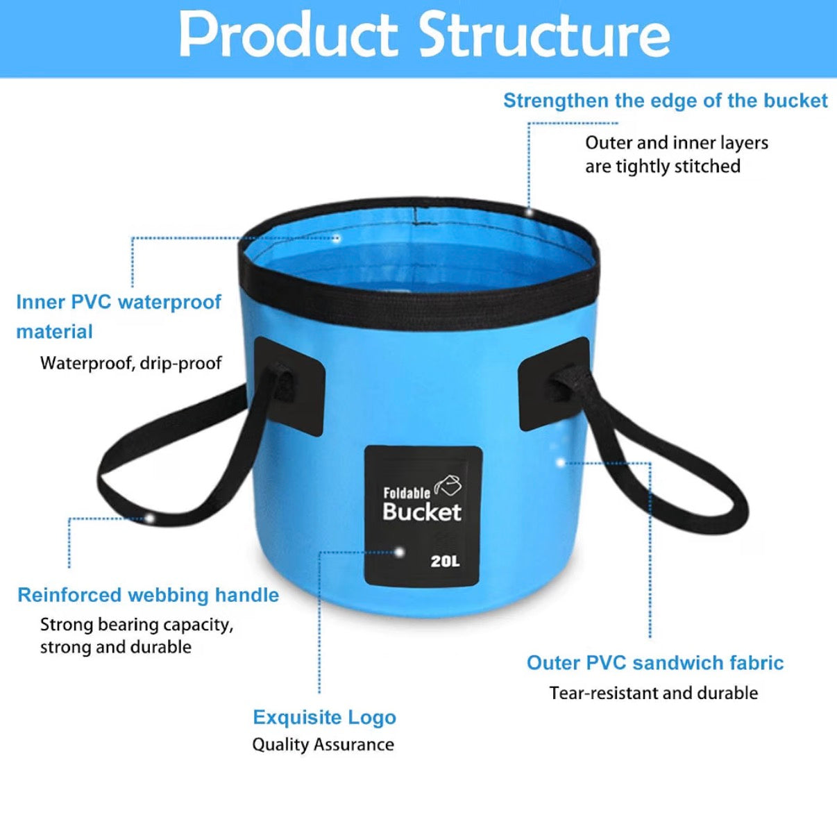 20L waterproof foldable bucket